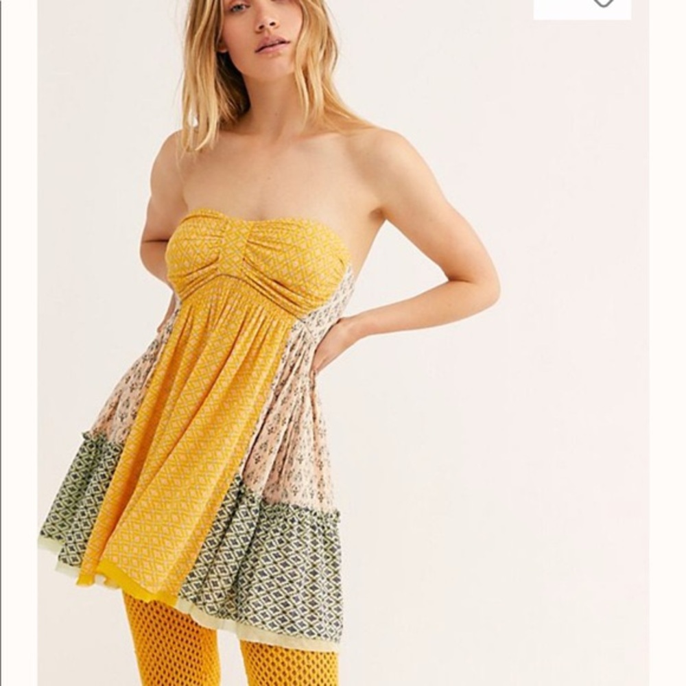 Free people patchwork tube top tunic S A4